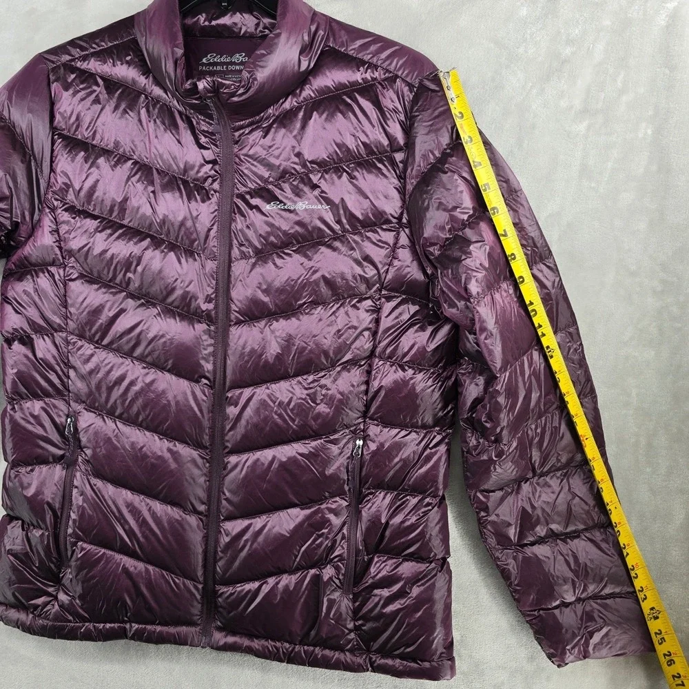 Eddie Bauer Ladies Down Packable Jacket Iridescent Plum 650 Fill Power Large New
